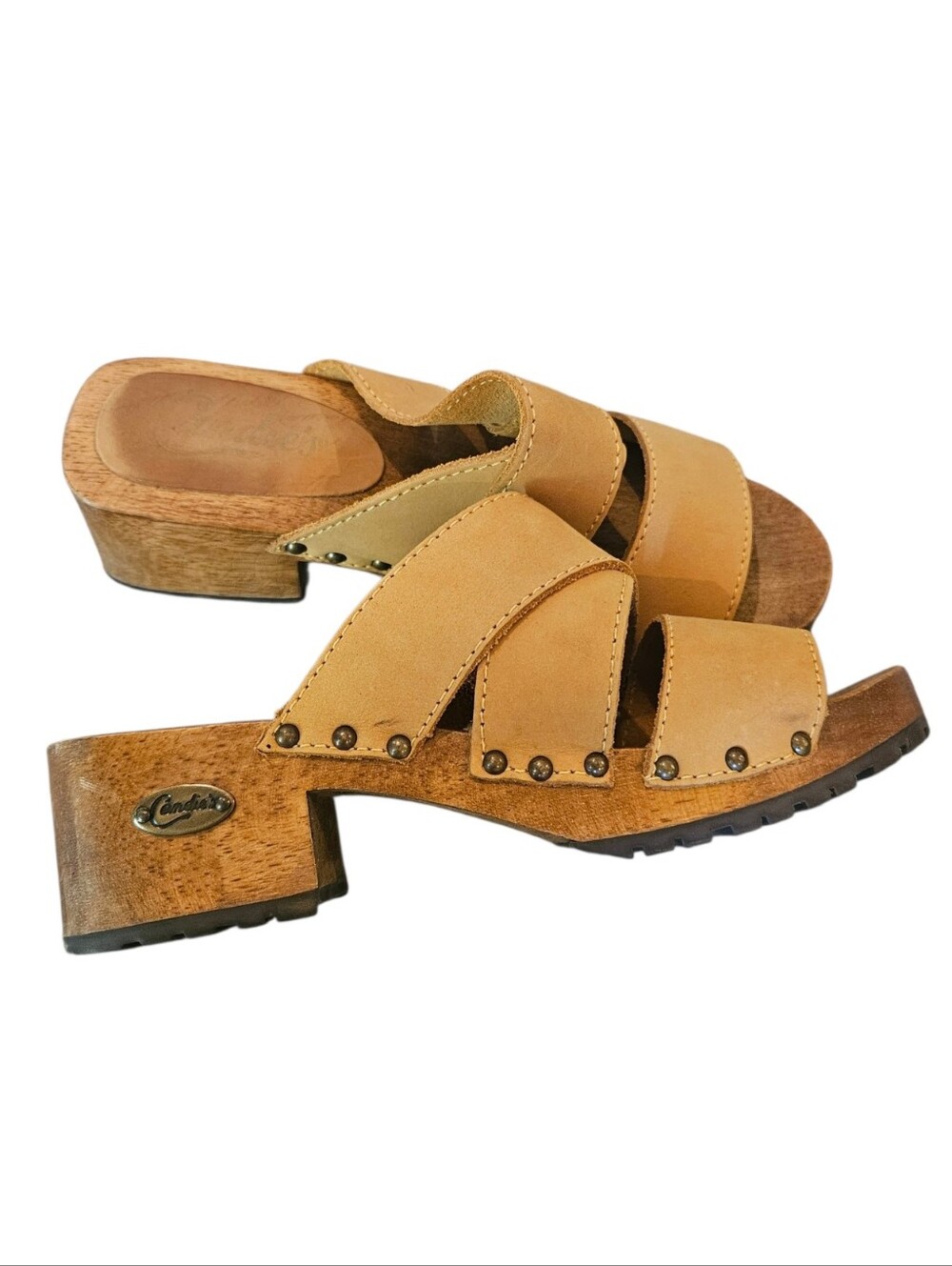 Candies Vintage Y2K Wooden Leather Clogs Womens - Picture 5 of 8